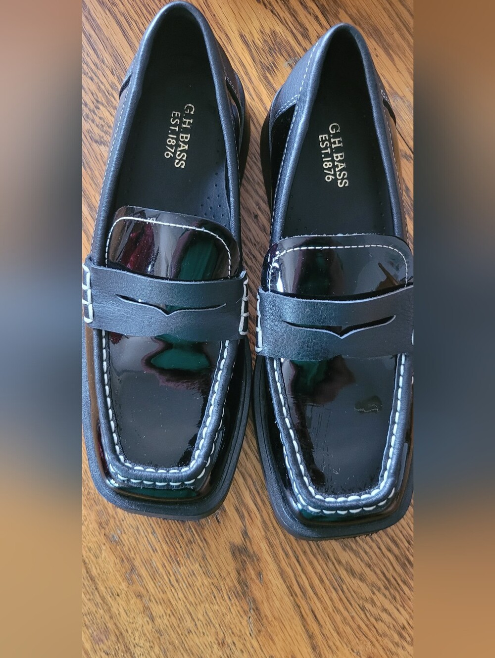 G.H. Bass & Co. Weejuns Black Patent Leather Women's Penny Loafers - Square Toe
